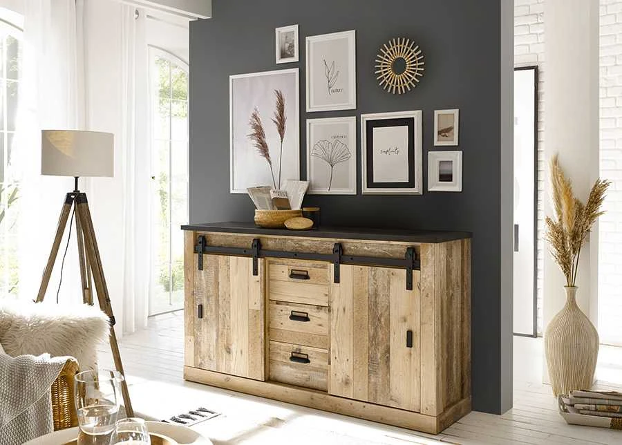 Komoda Sherwood, 162 x 43 x 91 cm, ruda / pilka