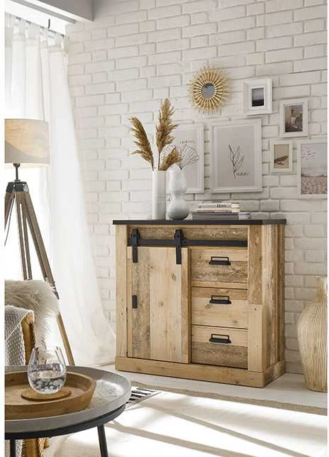 Komoda Sherwood, 93 x 43 x 91 cm, ruda / pilka