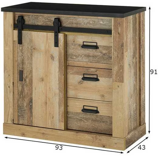 Komoda Sherwood, 93 x 43 x 91 cm, ruda / pilka