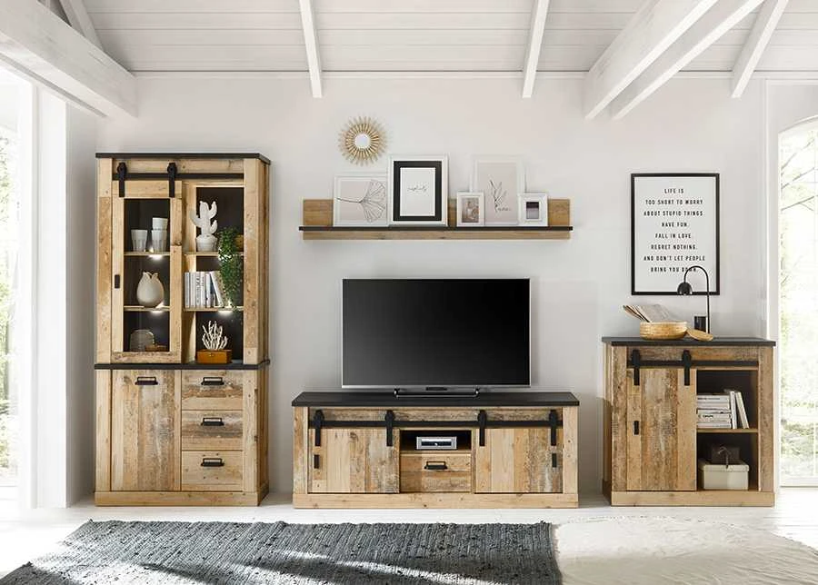 Komoda Sherwood, 93 x 38 x 91 cm, ruda / pilka