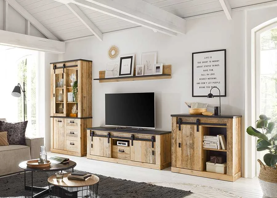 Komoda Sherwood, 93 x 38 x 91 cm, ruda / pilka