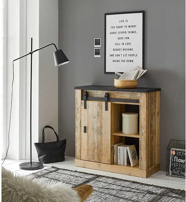 Komoda Sherwood, 93 x 38 x 91 cm, ruda / pilka