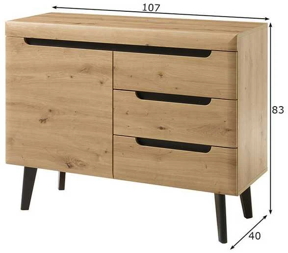 Komoda Imv Torge, 107 × 40 × 83 cm, ąžuolo spalvos