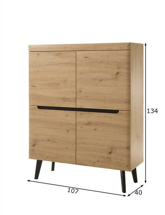 Aukšta komoda Imv Torge, 107 × 40 × 134 cm, ąžuolo spalvos