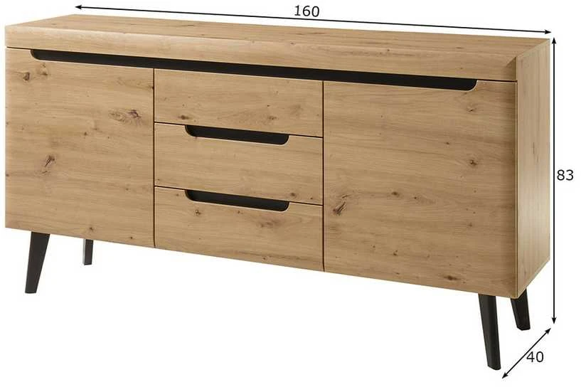 Komoda Imv Torge, 160 × 40 × 83 cm, ąžuolo spalvos