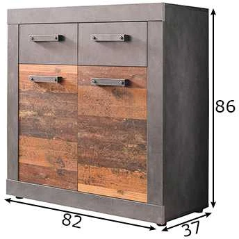 Komoda Indy, 82 x 37 x 86 cm, pilka