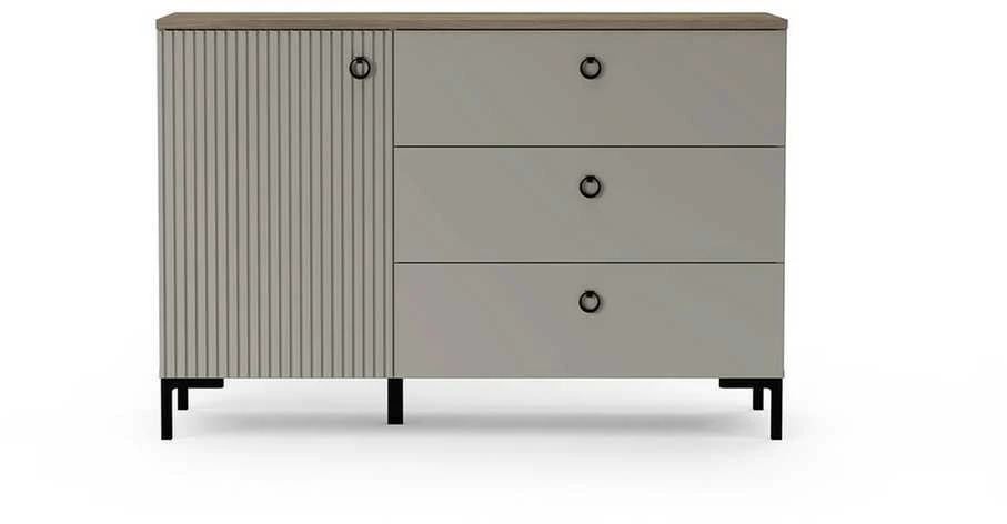 Komoda Lucrezia, 120 x 41 x 81 cm, pilka / ąžuolas