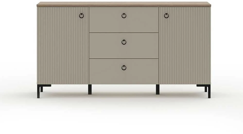 Komoda Lucrezia, 150 x 41 x 81 cm, pilka / ąžuolas