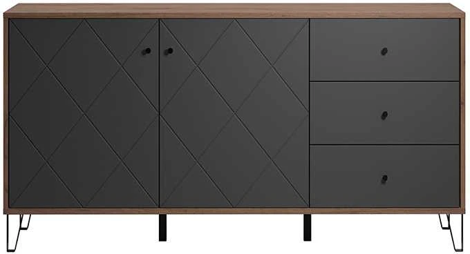 Komoda Montez, 183 x 40 x 76 cm, ąžuolas / pilka