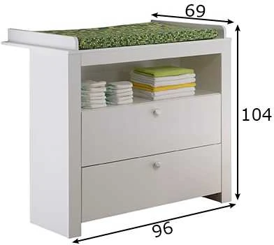 Komoda + persirengimo padėklas Olivia balta