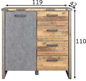Komoda Prime, 119 x 42 x 110 cm, ruda