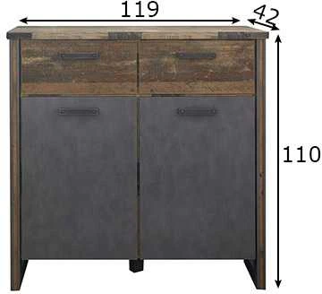 Komoda Prime, 119 x 42 x 110 cm, ruda