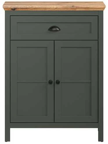 Komoda Stanton, 77 x 39 x 102 cm, žalia / ąžuolas