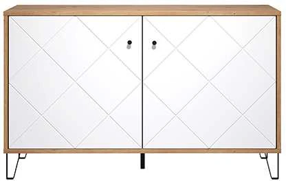 Komoda Touch, 123 x 40 x 76 cm, matinė balta / ąžuolas