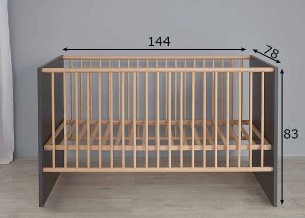 Kūdikio lova Mats, 144 x 78 x 83 cm, pilka