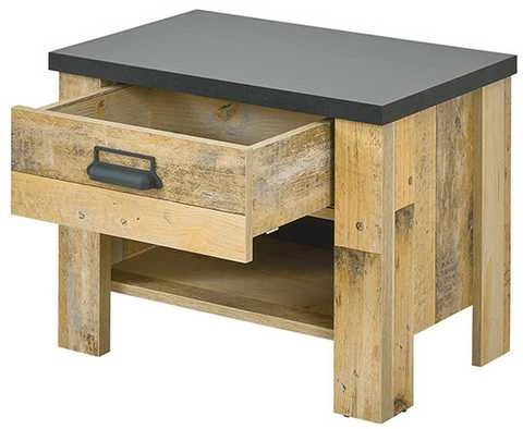 Naktinė spintelė Sherwood, 60 x 39 x 46 cm, ruda / pilka