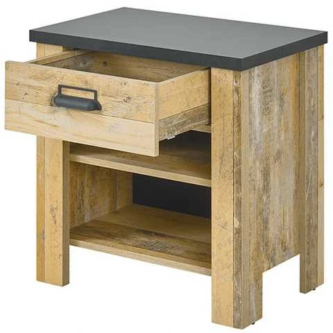 Naktinė spintelė Sherwood, 60 x 39 x 61 cm, ruda / pilka