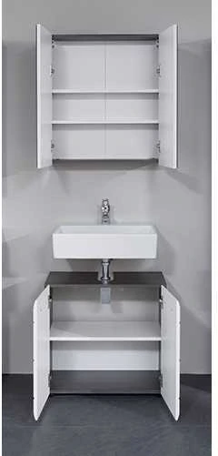 Praustuvo spintelė Line, 60 x 34 x 56 cm, pilka / baltas blizgesys