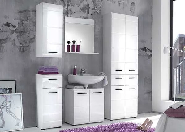 Praustuvo spintelė Skin, 60 x 31 x 56 cm, baltas blizgesys
