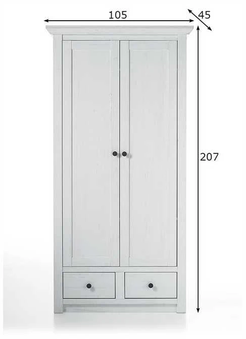 Prieškambario spinta Westerland, 105 x 45 x 207 cm, baltoji pušis