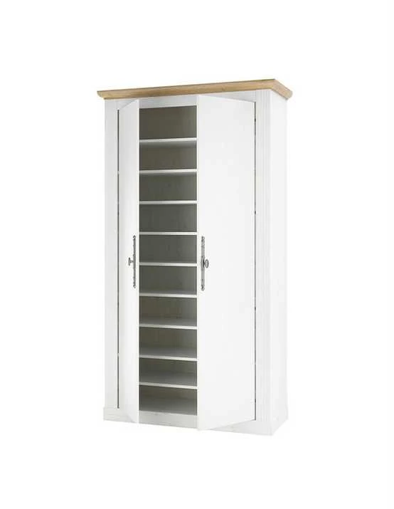 Prieškambario spinta Westminster, 108 x 46 x 203 cm, balta / ąžuolas