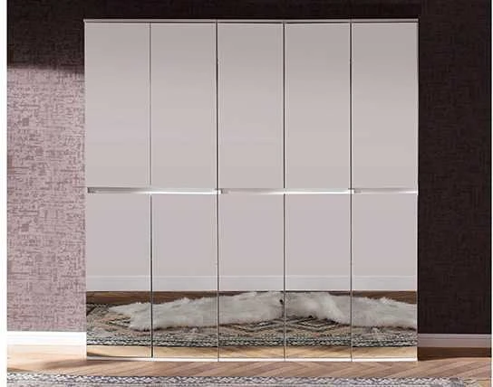 Prieškambario spintelė Mirror, 185 x 34 x 191 cm, balta