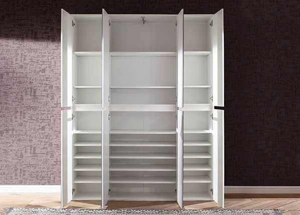 Prieškambario spintelė Mirror, 148 x 34 x 191 cm, balta