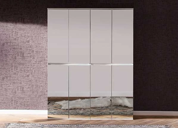 Prieškambario spintelė Mirror, 148 x 34 x 191 cm, balta