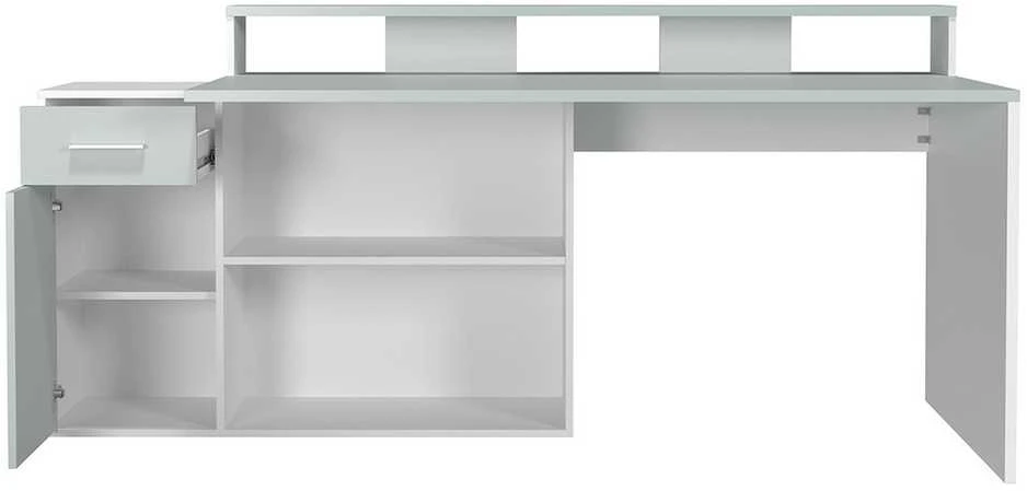Rašomasis stalas Gamer, 160 x 115 x 92 cm, balta / šviesiai pilka