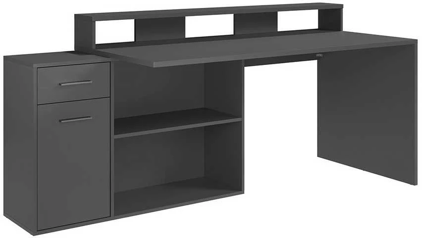 Rašomasis stalas Gamer, 160 x 115 x 92 cm, matinis antracitas
