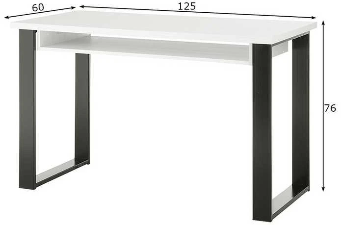 Rašomasis stalas Sherwood, 125 x 60 x 76 cm, balta / pilka