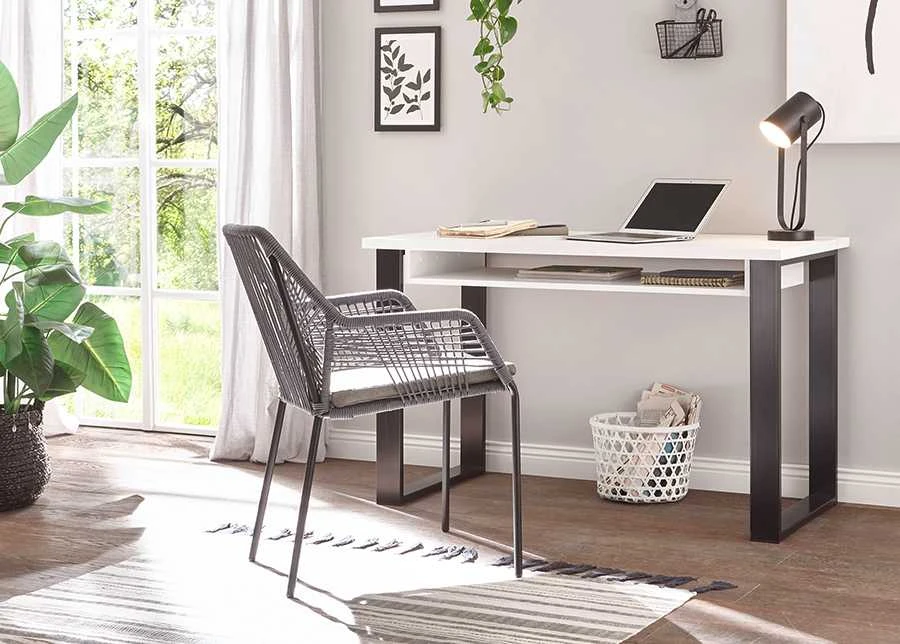 Rašomasis stalas Sherwood, 125 x 60 x 76 cm, balta / pilka