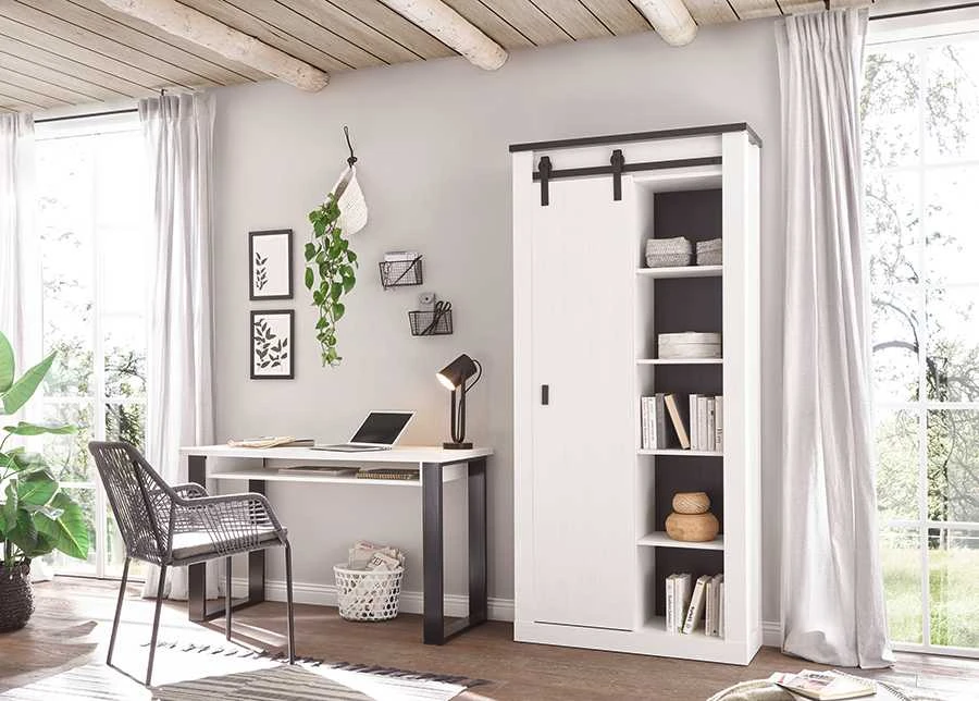 Rašomasis stalas Sherwood, 125 x 60 x 76 cm, balta / pilka