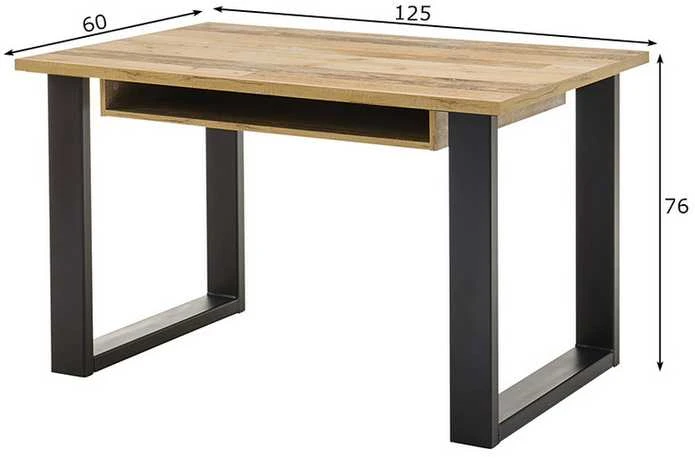 Rašomasis stalas Sherwood, 125 x 60 x 76 cm, ruda / pilka