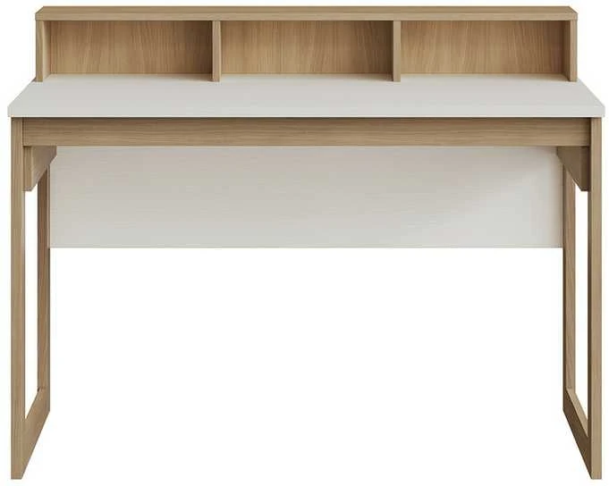 Rašomasis stalas Stranda, 120 x 60 x 91(76) cm, balta / ąžuolas