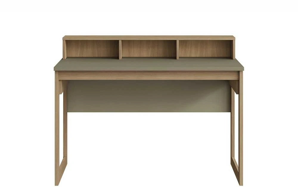 Rašomasis stalas Stranda, 120 x 60 x 91(76) cm, pilkai žalia / ąžuolas