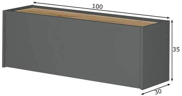 Sieninė spintelė City, 100 x 30 x 35 cm, antracitas / ąžuolas