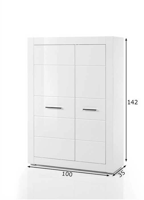 Spinta Bianco, 100 x 35 x 142 cm, baltas blizgesys