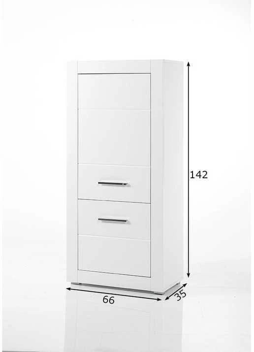 Spinta Bianco, 66 x 35 x 142 cm, baltas blizgesys