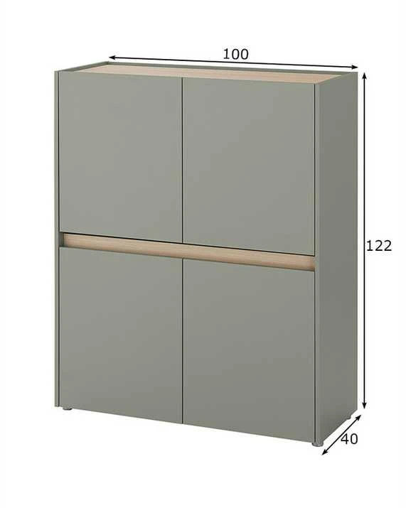 Spinta City, 100 x 40 x 122 cm, tamsiai žalia / ąžuolas