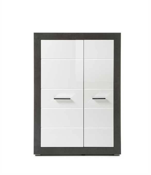 Spinta Etero, 100 x 35 x 142 cm, tamsiai pilka / baltas blizgesys