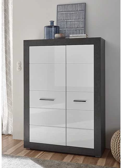Spinta Etero, 100 x 35 x 142 cm, tamsiai pilka / baltas blizgesys