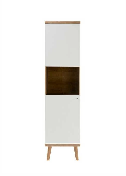 Spinta Lena, 50 x 40 x 197 cm, balta / ąžuolas