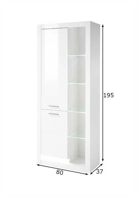 Spinta Meran, 80 x 37 x 195 cm, baltas blizgus