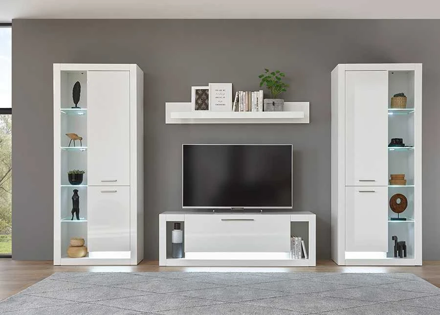 Spinta Meran, 80 x 37 x 195 cm, baltas blizgus