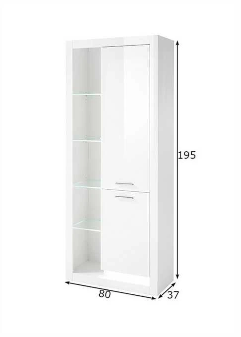 Spinta Meran, 80 x 37 x 195 cm, baltas blizgus