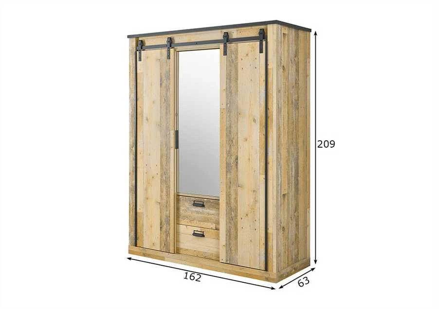 Spinta Sherwood, 162 x 63 x 209 cm, ruda / pilka