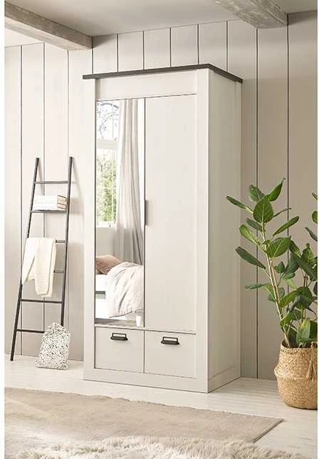 Spinta Sherwood, 93 x 63 x 209 cm, balta / pilka
