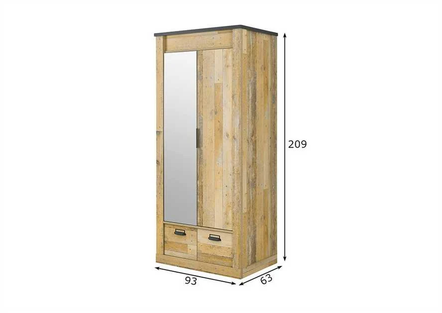 Spinta Sherwood, 93 x 63 x 209 cm, ruda / pilka