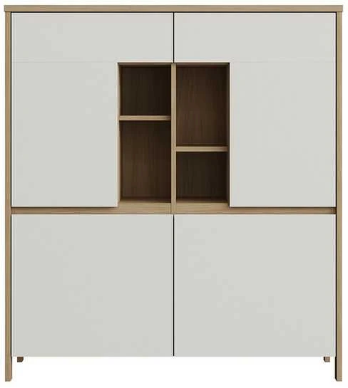 Spinta Stranda, 111 x 39 x 125 cm, balta / ąžuolas